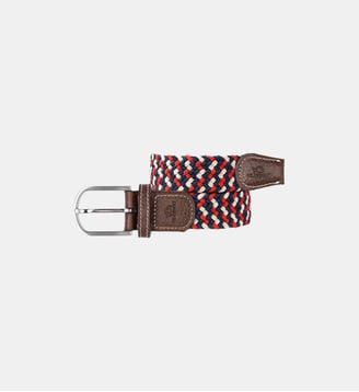 Ceinture tressée élastique Amsterdam - Billybelt - Beige et rouge