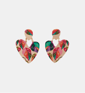 Boucles d'oreilles cœurs Balagane imprimé feuilles - Balaboosté - Multicolore