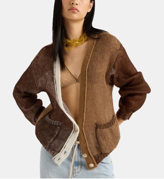 Cardigan cheroke en color block vanisé - Momonì - Chocolat