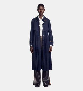 Trench avec col en cuir plissé Sandro