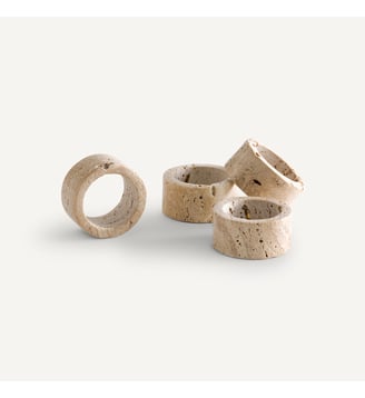 Lot de 4 ronds de serviette en travertin - AM.PM - Beige