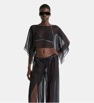 Top de plage Monogramme en mousseline - Balmain - Noir
