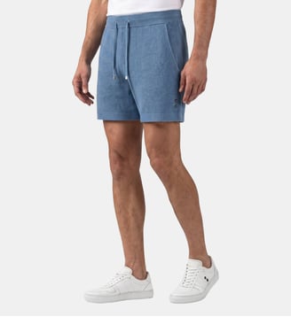 Short en piqué de coton et cachemire - Ron Dorff - Bleu