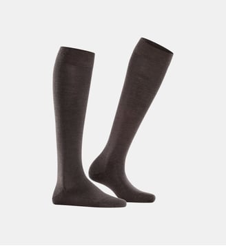 Mi-Bas Softmerino Laine Vierge - Falke - Brun foncé