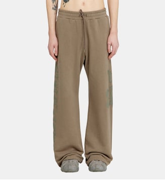 Pantalon traité avec imprimé logo - Diesel - Marron