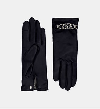 Gants Palmyre Femme Cuir Doublés Soie - Agnelle - Noir