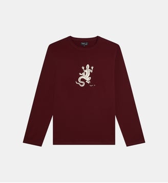 t-shirt en coton lézard - Agnès b. - Rouge bordeaux
