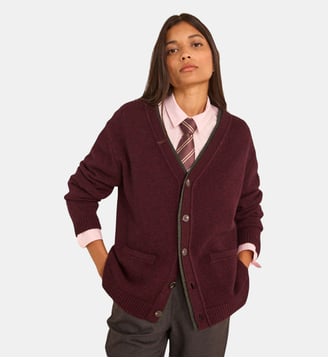 Gilet Manches Longues En Maille Dense Lovely - Maison 123 - Aubergine