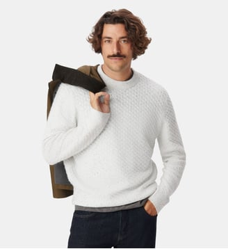 Pull tricot points torsades - Ikks - Blanc cassé