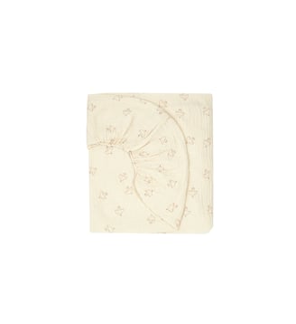 Drap housse bebé Wabi-Sabi en double gaze de coton lavé - Nobodinoz - Oiseaux hoshi marrons
