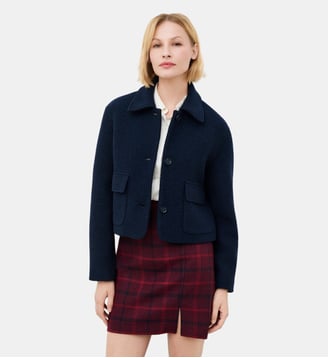 Veste vibrante2 100% laine - Motif uni - Coupe droite - Caroll - Bleu marine