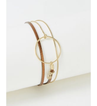 bracelet cuirs et chaines Nolah Metallic Brown Flowers for Zoe