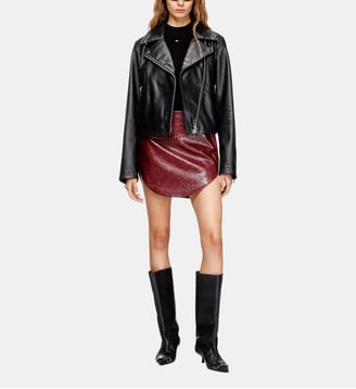 Veste de motard en cuir ciré - Diesel - Noir