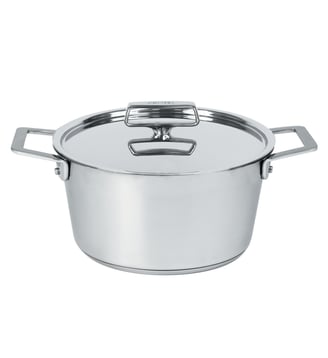 Faitout en inox brossé avec couvercle plat - Cristel - Inox
