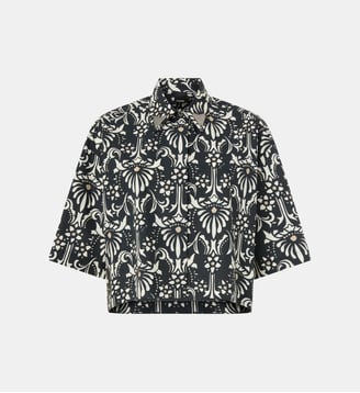 Chemise cropped imprimée avec détails métalliques - Pinko - Noir et blanc