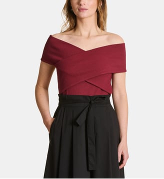 T-shirt ajusté col bardot croisé La Fée Maraboutée