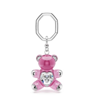 Porte-clés Teddy, Ours, Rose, Métal rhodié - Swarovski - Pink