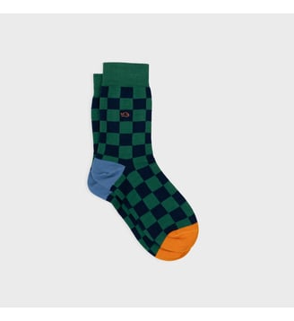 Chaussettes en coton peigné carreaux - Billybelt - Vert et bleu