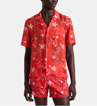 Chemise bowling en ramie Papel de Embrulho - Vilebrequin - Coquelicot