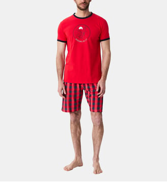 Pyjashort en jersey de coton léger - Descente de lit - Arthur - Rouge