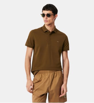 Polo droit en coton piqué stretch Paris - Lacoste - Marron mascara