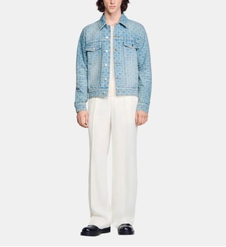 Blouson en denim Square Cross - Sandro - Bleu ciel