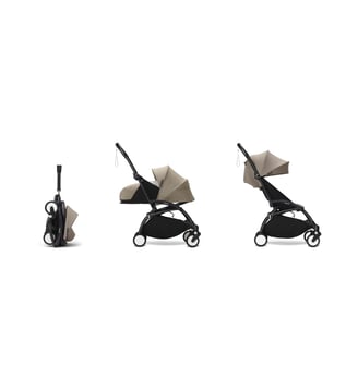 Poussette Yoyo3 - Pack 0+/6+ Taupe - cadre noir Stokke