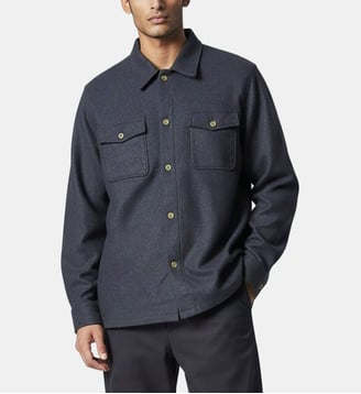 Surchemise laine melange marine coupe droite - Atelier Privé - Marine