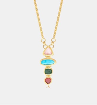 Collier sautoir   doré à l'or fin - Bysance - Satellite - Multicolore