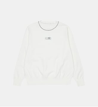 Pull col rond avec logo - MM6 Maison Margiela - Blanc cassé