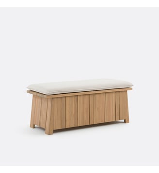 Banc coffre de jardin, en acacia, avec coussin - La Redoute Interieurs - Acacia