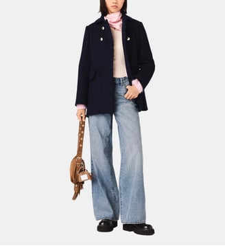 Manteau en laine mélangée - Maje - Marine
