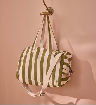 Sac week-end en toile rayée - Cyrillus - Rayure kaki