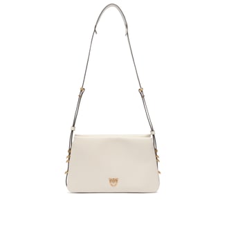 Sac à bandoulière mini one, two, three bag en cuir - Pinko - Blanc soie or antique