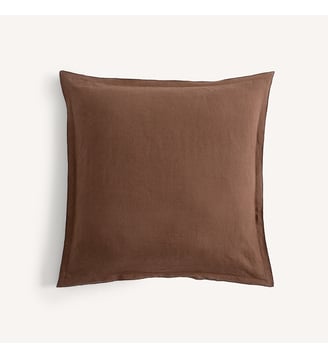 Housse de coussin, lin lavé - AM.PM - Chocolat épicé