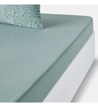 Drap housse coton bonnet 30 cm - La Redoute Interieurs - Vert de gris