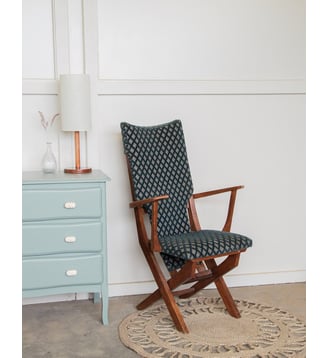 Fauteuil en tissu Jakob N°217- Produit chiné - Debongout - Bleu