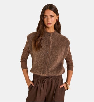 Gilet Sans Manches En Mohair Mélangé Aymie - Maison 123 - Taupe foncé