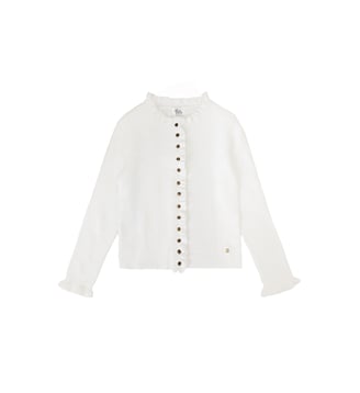 Gilet col rond uni MUDYA - La Petite Etoile - Écru