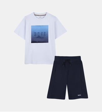 Ensemble t-shirt et bermuda - BOSS Kidswear - Bleu tendre