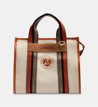 Sac cabas zippé M imprimé signature - Lancel - Beige