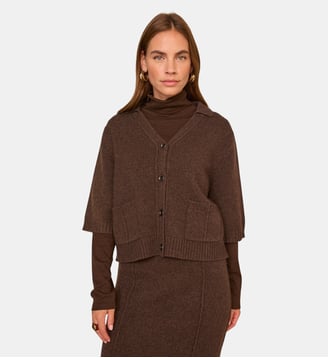 Gilet Chocolat À Manches 3/4 En Laine Aldo - Maison 123 - Chocolat