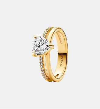 Bague Cœur Anneau Double - Pandora - Doré