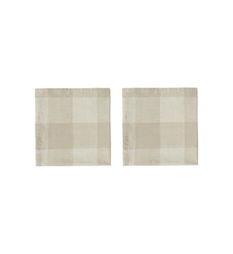 Lot de 2 serviettes en coton à motif d'échecs - OYOY - Beige