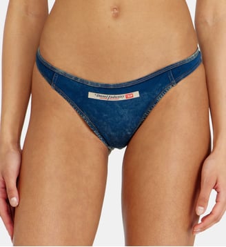 Culotte brésilienne en coton effet denim - Diesel - Bleu