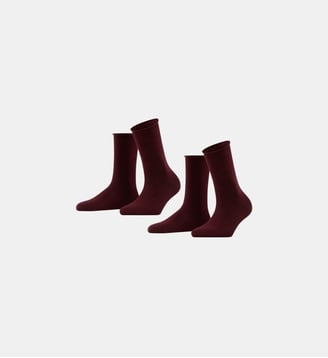 Chaussettes Happy 2-Pack Coton - Falke - Rouge clair