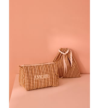 Trousse de toilette en coton vichy - Cyrillus - Vichy caramel