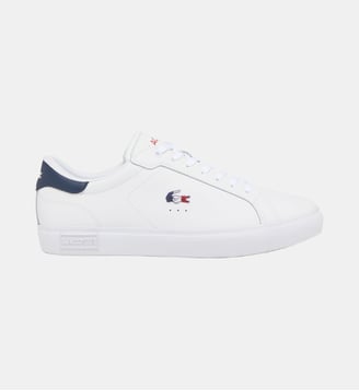 Sneakers Powercourt homme en cuir - Lacoste - Blanc marine et rouge