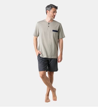 Pyjama court col T CASUAL - Eminence - Gris