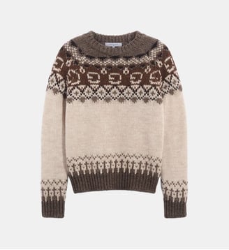 Pull épais imprimé géométrique - ROA - Gerard Darel - Beige et rose